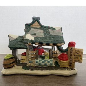 Vintage Cobblestone Corners Apple Cider Stand 2003 Christmas Village Ceramic